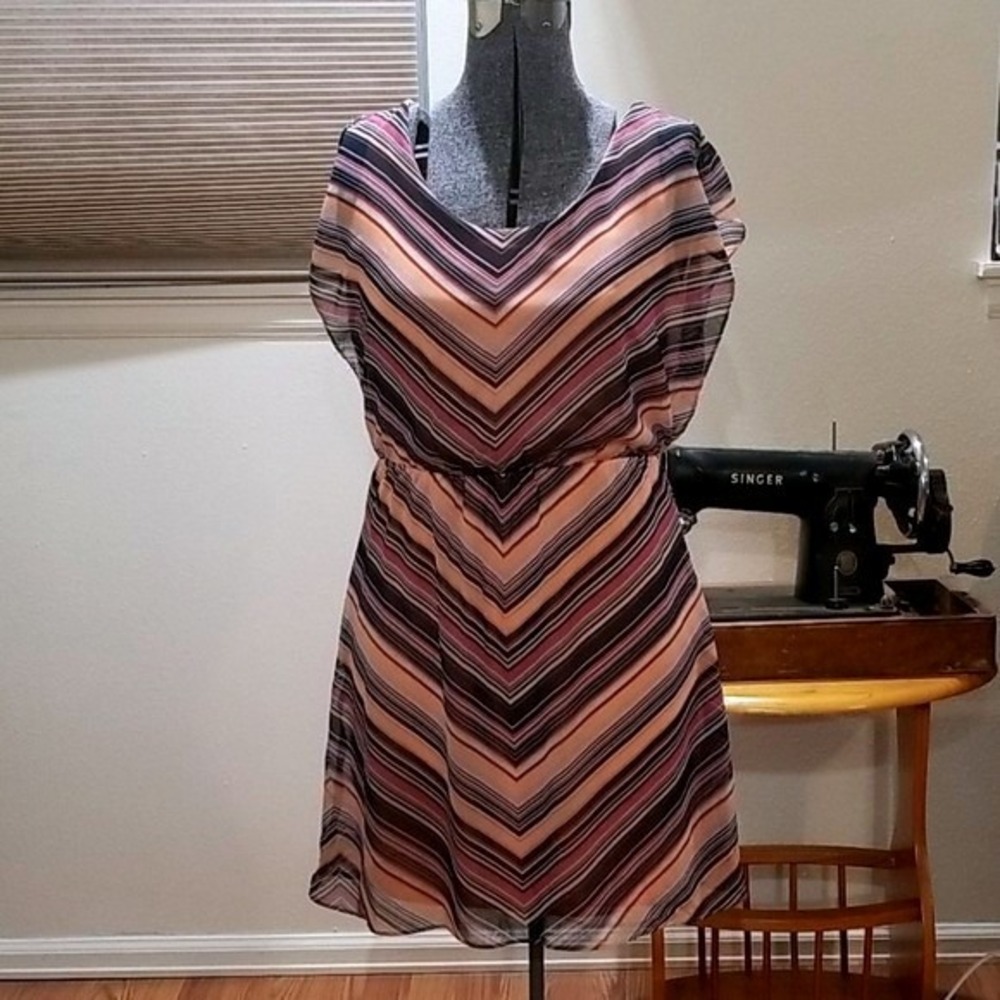 The Limited Chevron Stripe Sleeveless Dress Multi-Color XS
